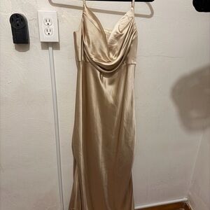 Revelry Skye Satin Dress - Gold Champagne